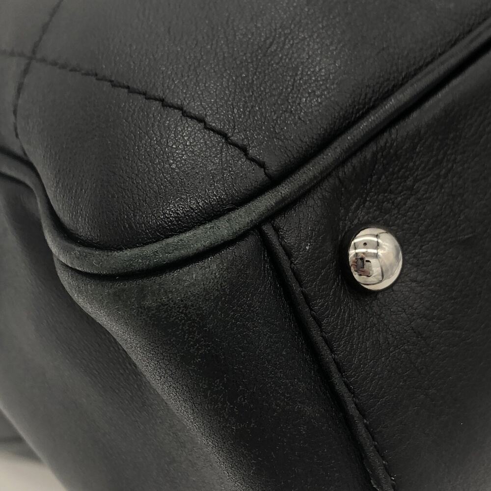 Authentic CHANEL Square Stitch CC Boston Bag Quilted Leather - Black - Large - Picture 15 of 16